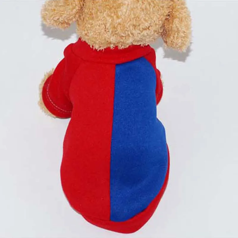 New Creative Design Red Blue Splice Pet Dog Vest Coats Fleece Warm Autumn Winter Puppy Cat Hoodie Coat Clothes (XS-XXL) 05 | Дом и сад