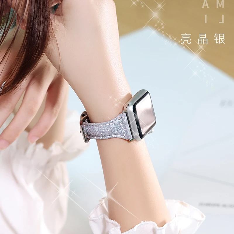 Тонкий кожаный ремешок для Apple watch band 40 мм 44 браслет из воловьей кожи iWatch 38 42 series 3 4 5