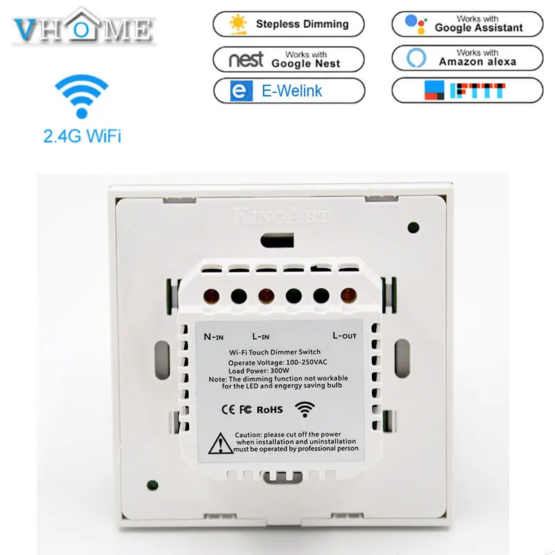Ewelink Alexa App Support Smart LED light switch dimmer 220V Wifi Fan Dimmer EU/UK Touch Switch Gold White Black For Vhome | Освещение