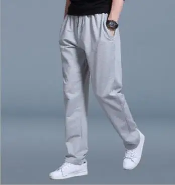 light gray pants Хлопковые мужские повседневные брюки весна лето мужские спортивные брюки со средней талией свободные прямые спортивные брюки - Цвет: light gray pants