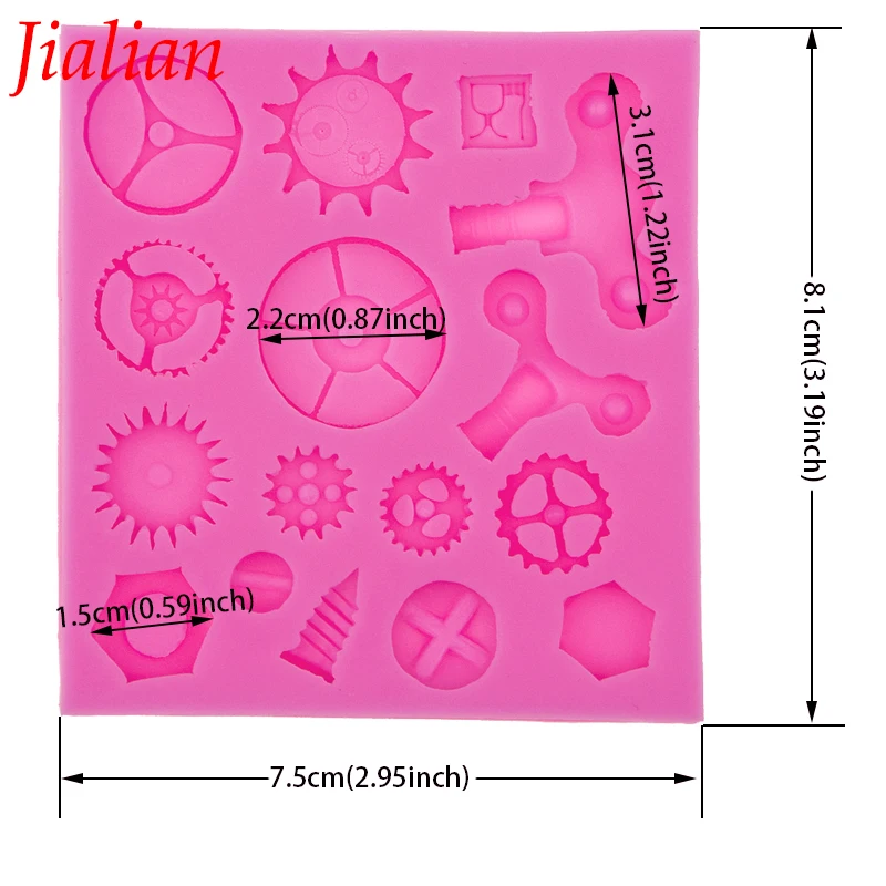 Jialian Gears &amp gearwheel Fondant silicone moulds Chocolate Baking Tools for Cakes decoration FT-0576 | Дом и сад