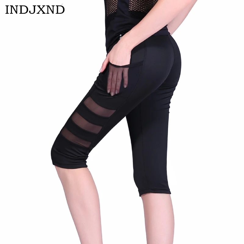 

INDJXND Women Leggings High Elastic 3/4 Pocket Mid-Calf Skinny Women's Legging Summer Slimming Leisure Thin Cheap Black Pants