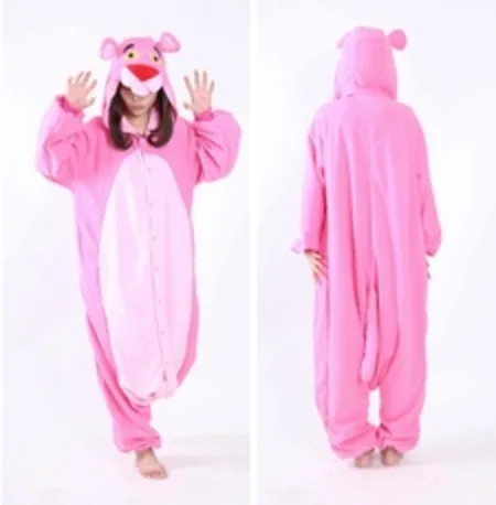 pink panther Новые костюмы для косплея для женщин и мужчин, Розовая пантера, кролик, попугай, ежик, пижама в стиле супергероя, Комбинезоны из флиса, вечерние платья на Хэллоуин - Цвет: pink panther
