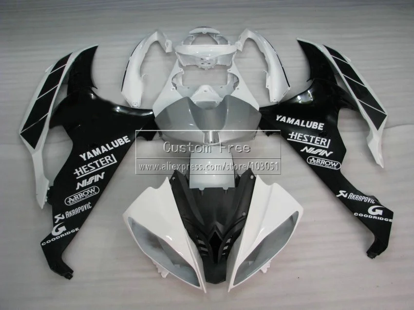 Комплект пластиковых обтекателей под давлением для YAMAHA YZF R6 2008 -2013 2014 Белый Черный