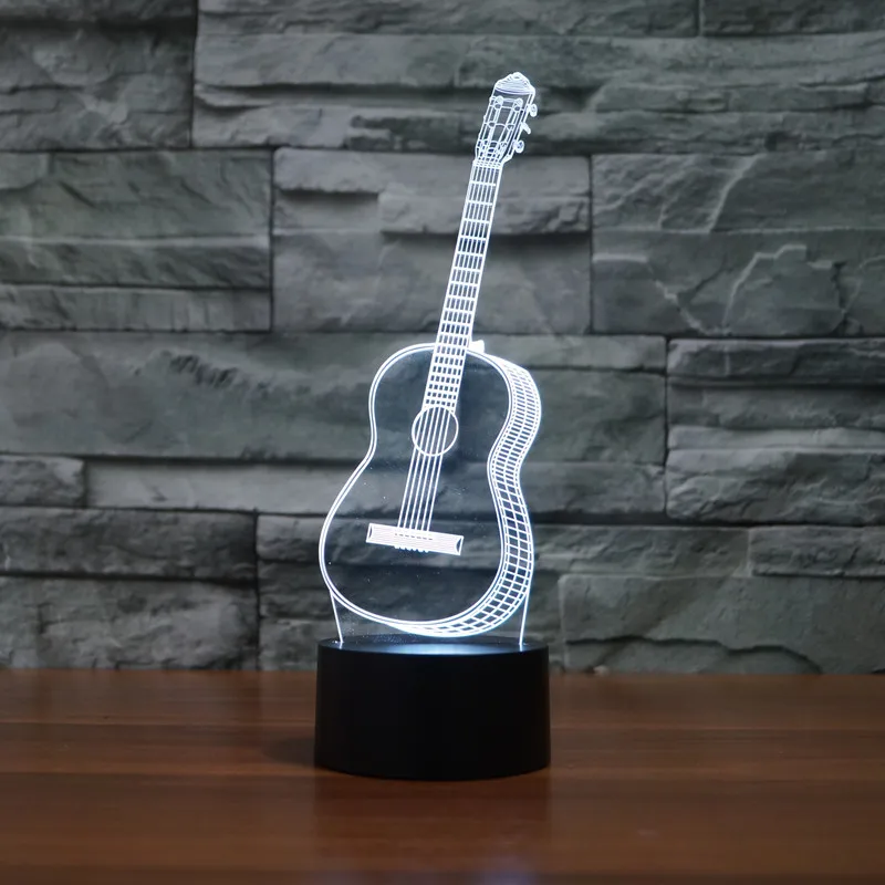 

Chrismas Table Lamps 3d Guitar Lamp Night LED Night Light Acrylic Colorful Gradient Atmosphere Lamp Best Gift For Kids drop ship