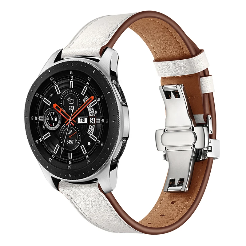 Для samsung Galaxy Watch 46mm полос Новинка; натуральная кожа; Сталь часы-бабочка ремешок для Шестерни S3 huawei Watch 2 pro 22 мм