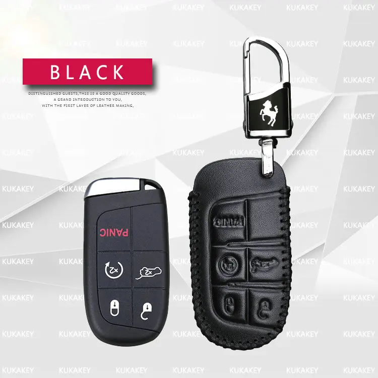 black 5 button Для Dodge Ram 1500 зарядное устройство для путешествий Dart Challenger Durango для Fiat для Jeep кожаный чехол для ключа автомобиля чехол Брелок - Название цвета: black 5 button