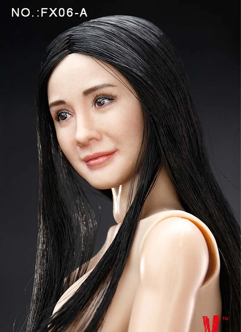 FX06A Mnotht 1/6 азиатская голова лепим+ VC 3,0 женское тело наборы W Мягкая грудь FX04B/FX04A прямые волосы и волнистые волосы Solider голова резьба l30 - Цвет: FX06A