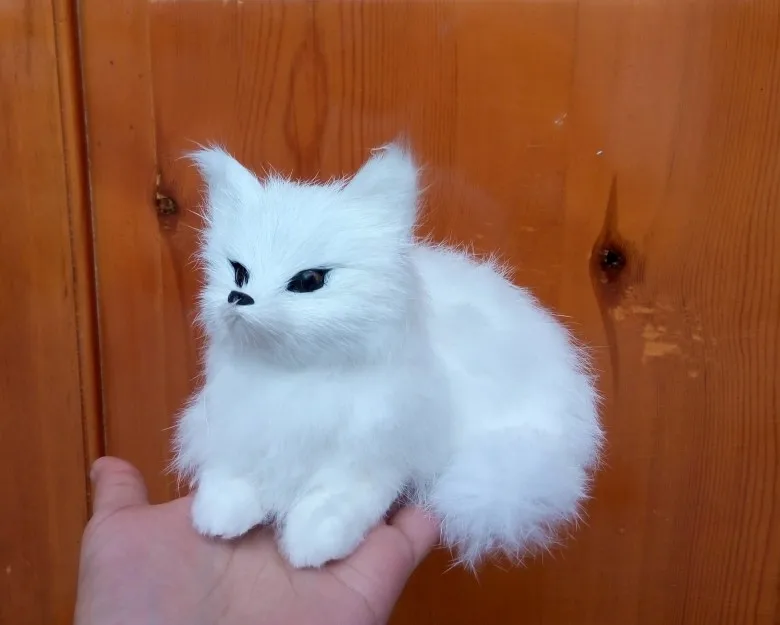 

Simulation standing white fox polyethylene&furs fox model funny gift about 16*11CM