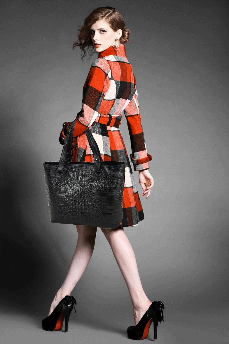 Женская сумка-тоут из натуральной кожи сумка для покупок крокодиловой