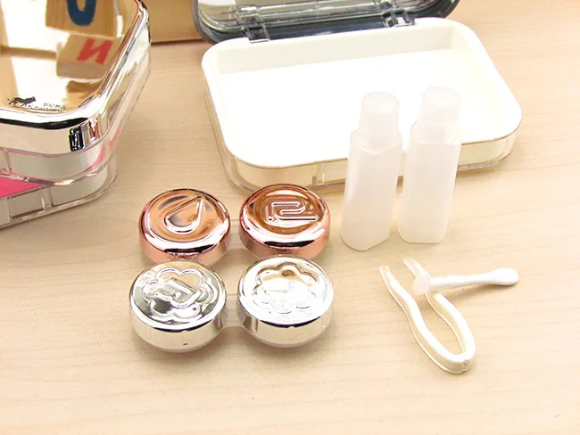 Высокое качество двойной контейнер чехол для контактных линз с зеркалом цветной