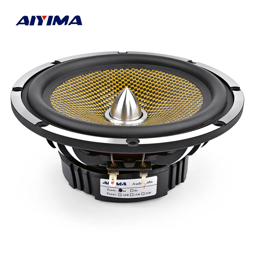 AIYIMA 6.5 Inch Car Audio Midrange Bass Speaker High Power 4 8 Ohm 60 W 25 Core Bullet Aluminum Basin Music Woofer Loudspeaker