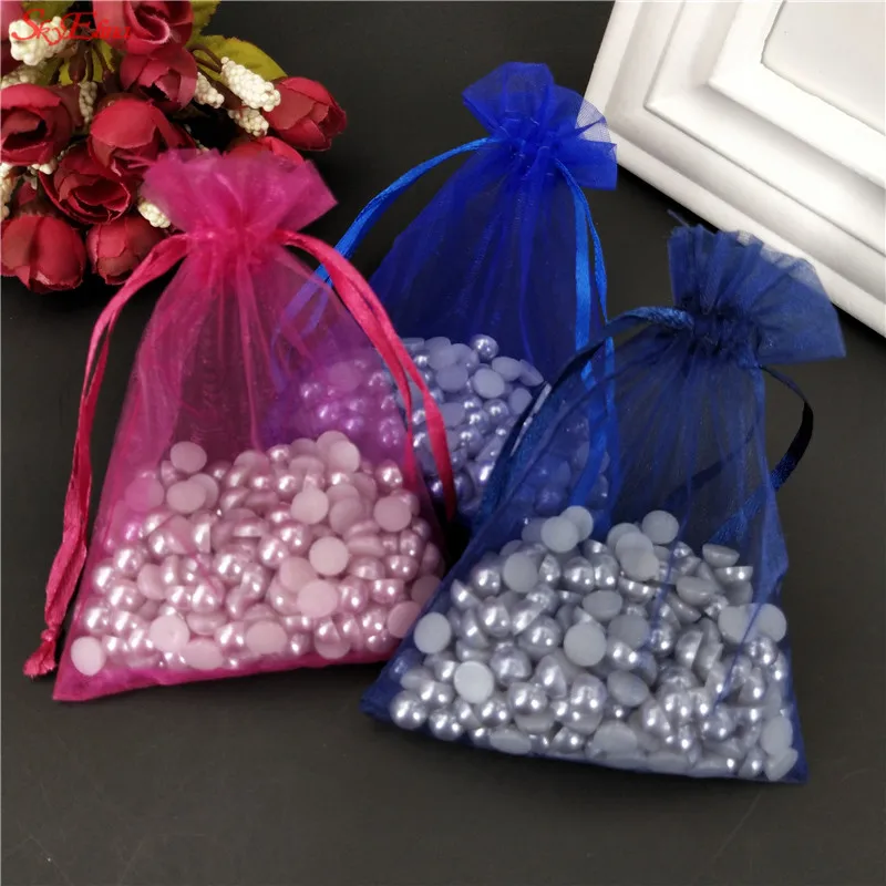 50pcs Organza Sheer Gauze Element Jewelry Bags Packing Drawable Wedding Gift Sachet Bag 5Z |