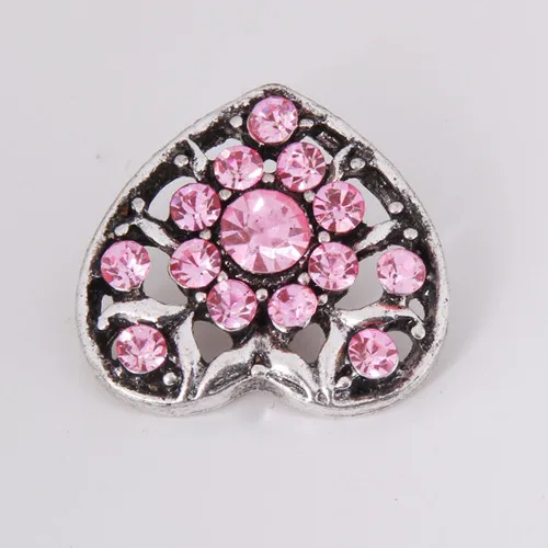 Модные красивые очаровательные цветные стразы в форме сердца 18 мм застежки для браслета оптовая продажа KZ1184