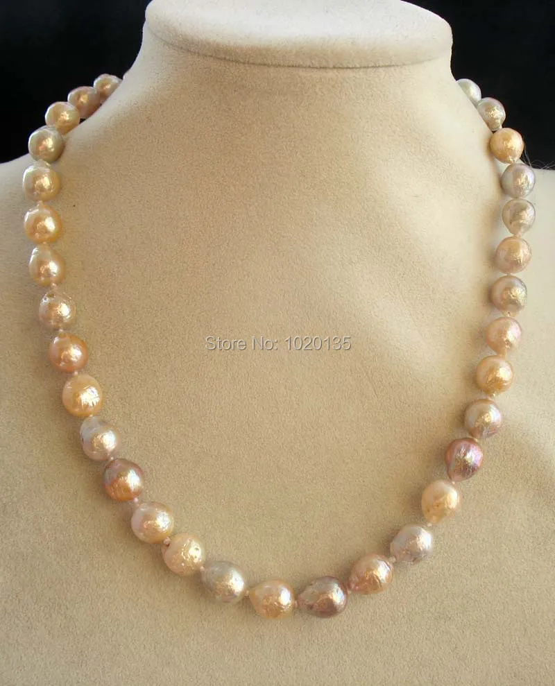 

freshwater pearl multicolor reborn keshi baroque nature necklace 17inch FPPJ wholesale beads