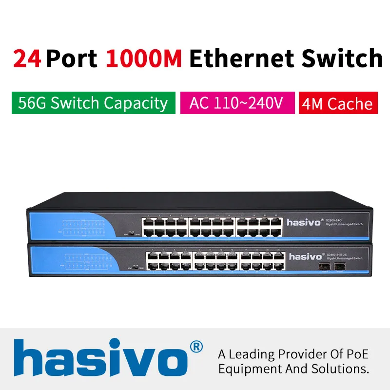 Сетевой Ethernet коммутатор с 24 портами RJ45 10/100 Мбит/с гигабитный для ip камеры|Сетевые