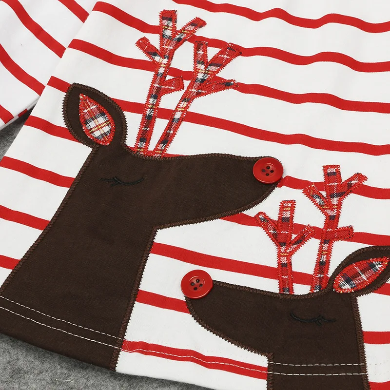 2018 Autumn Casual Girls Dress Cotton Sika Deer Embroidery Christmas Party Long Sleeve Knee-Length Kids Dresses For | Детская одежда и