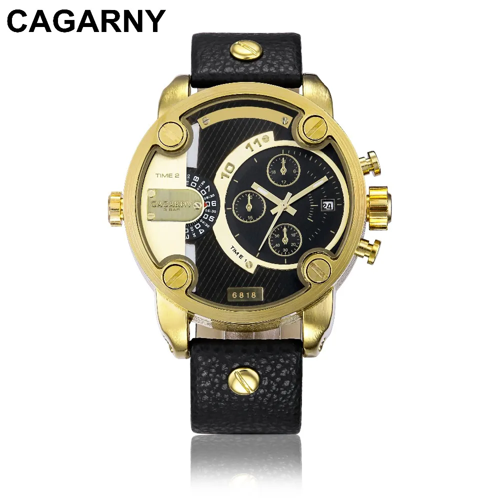 Orologi Uomo CAGARNY повседневные часы с кожаным ремешком и большим циферблатом кварцевые мужские водонепроницаемые военные спортивные часы Relogio Masculino - Цвет: 3
