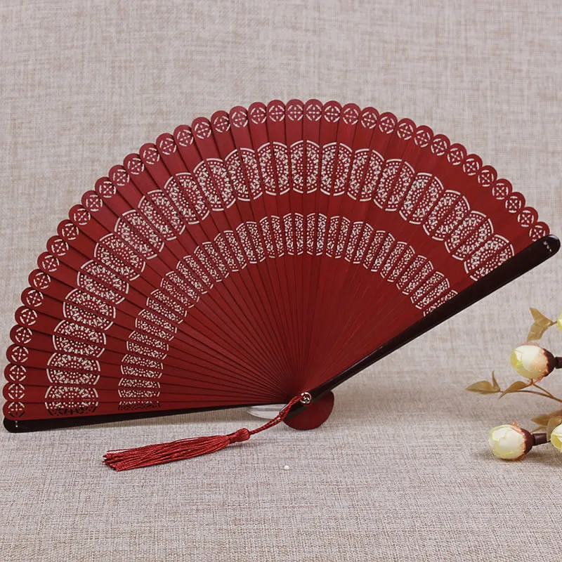 Ручной Вентилятор Китайский ветер полный бамбуковый вентилятор резьба полые