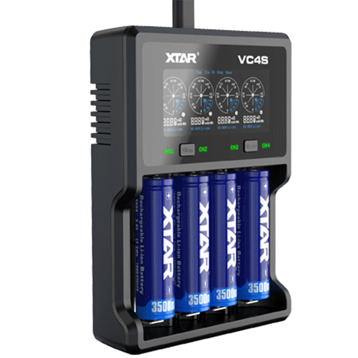 XTAR VC4S красочный VA ЖК-экран 3A зарядное устройство используется для IMR литий-ионная аккумуляторная батарея 18650/26650/10440/16340