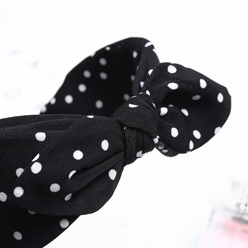 Haimeikang Fashion Headband Bezel Rabbit Ear Sweet Hairband For Women Female Girls Simple Korean Style Dot Hair Accessories |