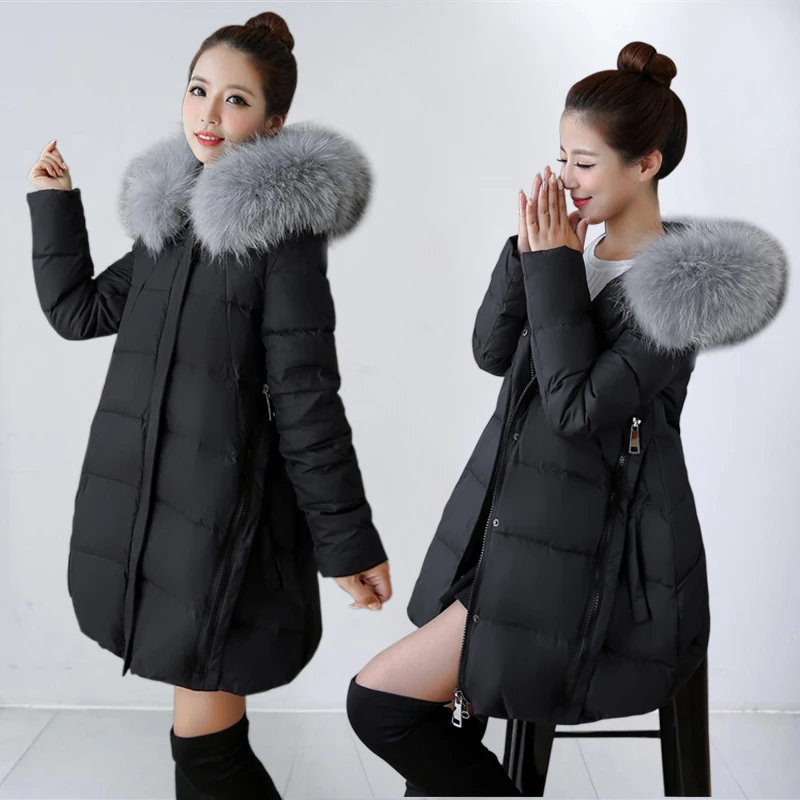 Зимние куртки 2018 высокое качество белый пуховик на утином пуху пальто для женщин