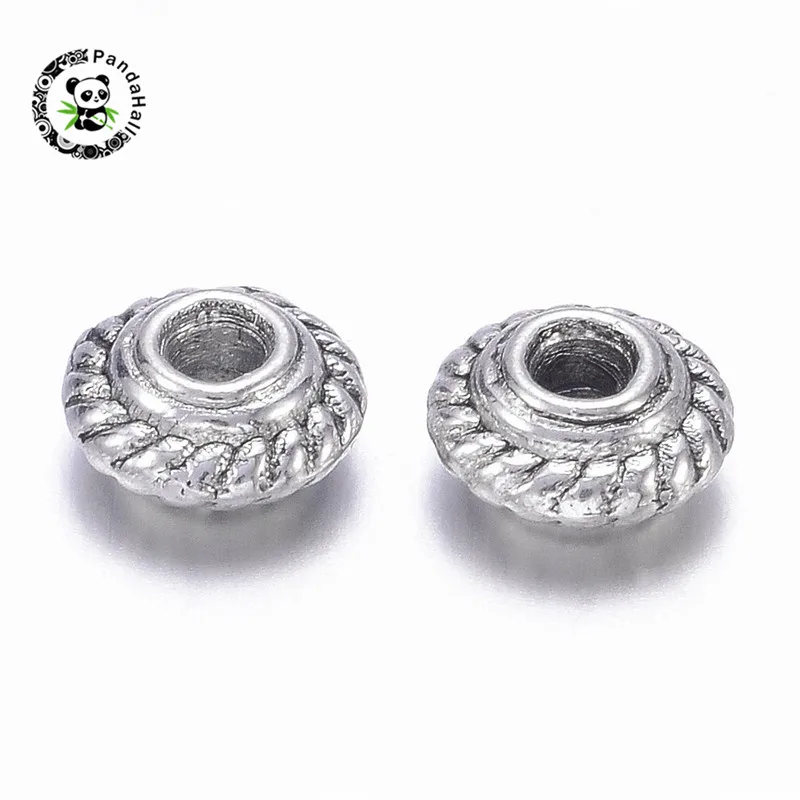 

100pcs 5x3mm Antique Silver Color Tibetan Style Bead Spacers for Jewelry Making Lead Free and Nickel Free Hole:1.5mm