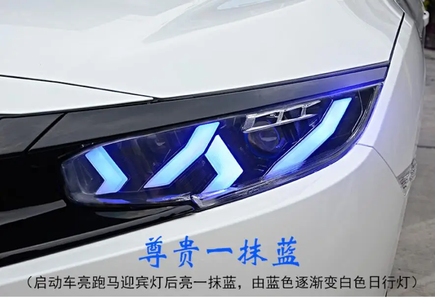2 шт. автостайлинг фары для CIVIC 10th фары DRL год светодиодные ходовые огни биксеноновые фары противотуманные фары
