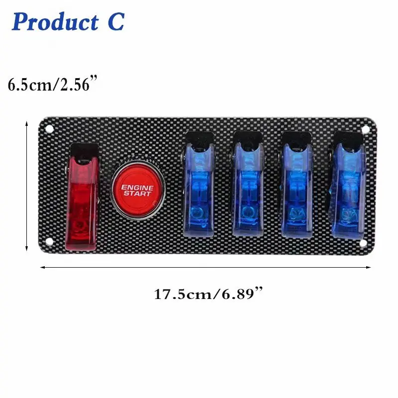 Product C DC12V 20A СВЕТОДИОДНЫЙ Переключатель зажигания Панель для спортивного гоночного автомобиля пусковая кнопка стартера авто переключатели - Цвет: Product C