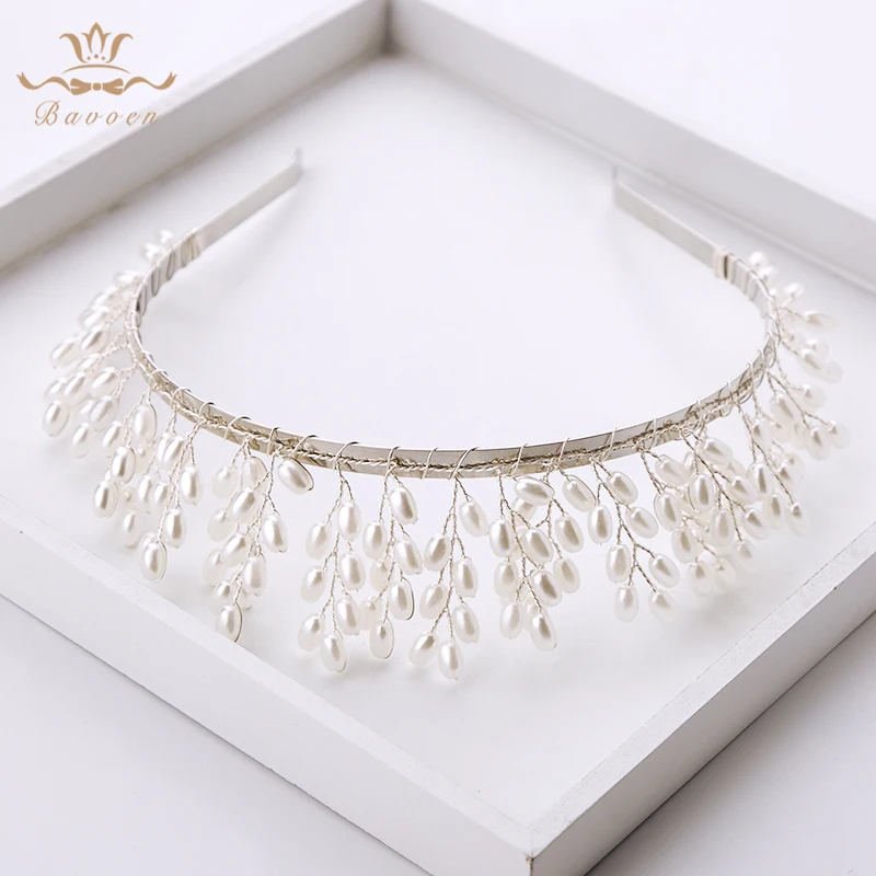 Ручной работы серебро/золото свадебное украшение на голову жемчуг свадебные