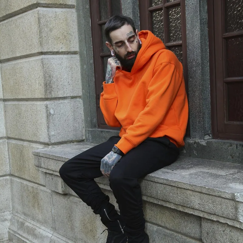 Американский размер Модные Цветные худи Мужская плотная одежда зимние толстовки