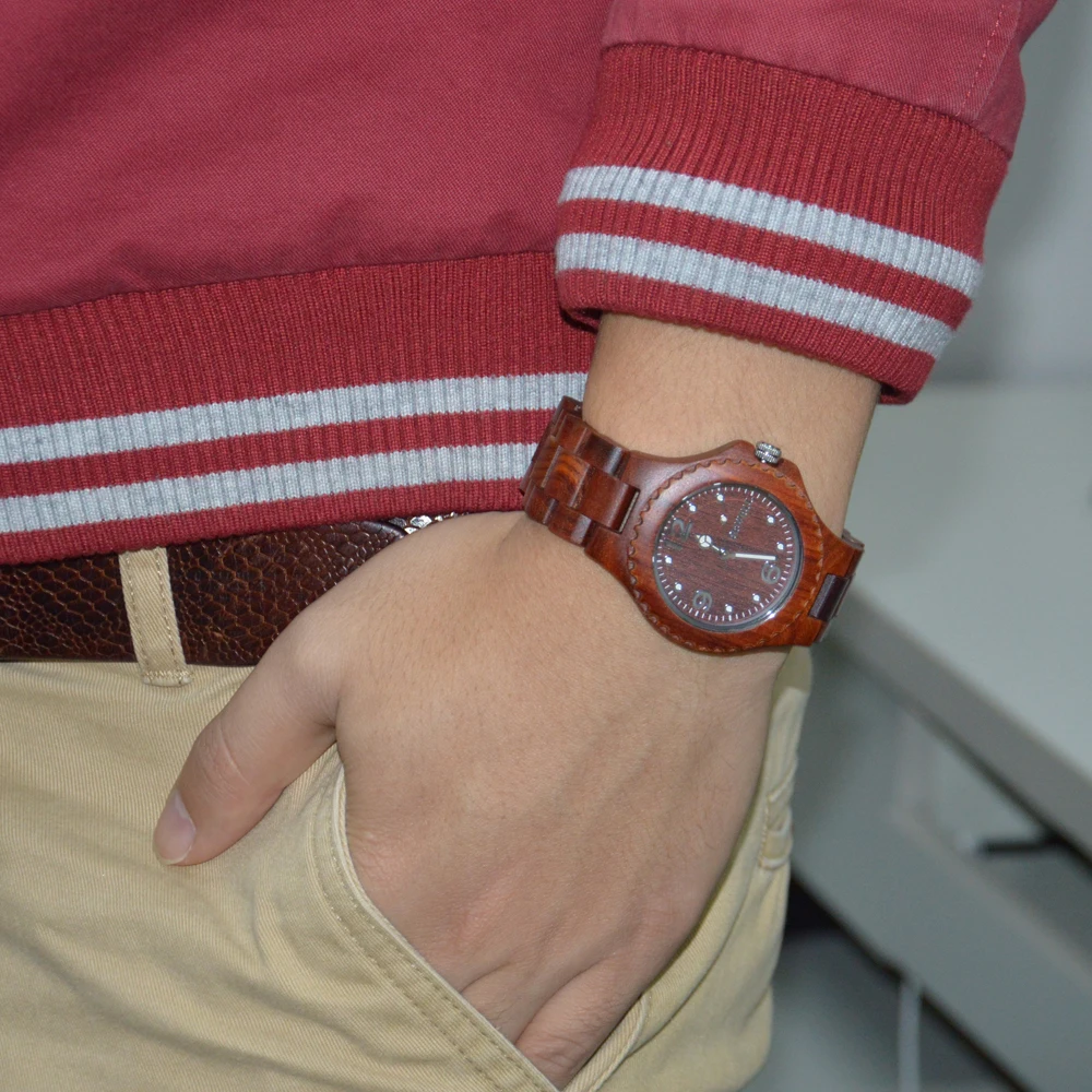 Деревянные часы BEWELL ручной работы унисекс для мужчин или женщин круглый чехол с
