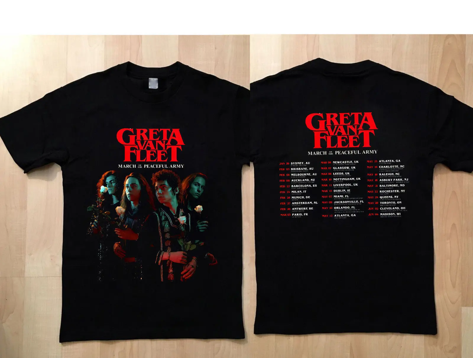 GRETA VAN FLEET March of The peacy Army Tour новая футболка Размер S до 3XL летняя хлопковая модная футболка с короткими рукавами