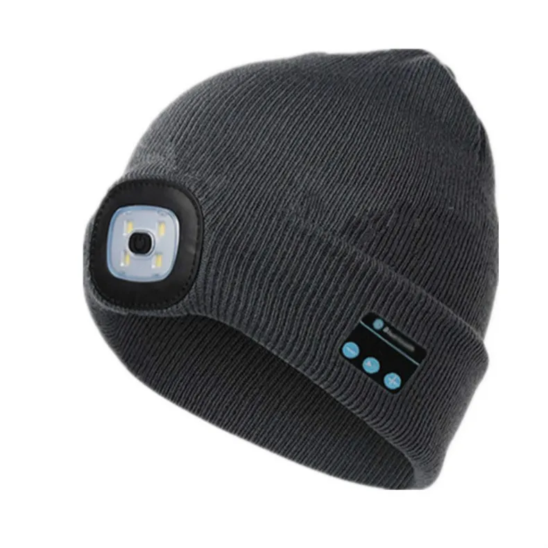 Зимняя шапка со светодиодной подсветкой и Bluetooth теплые шапочки для активного