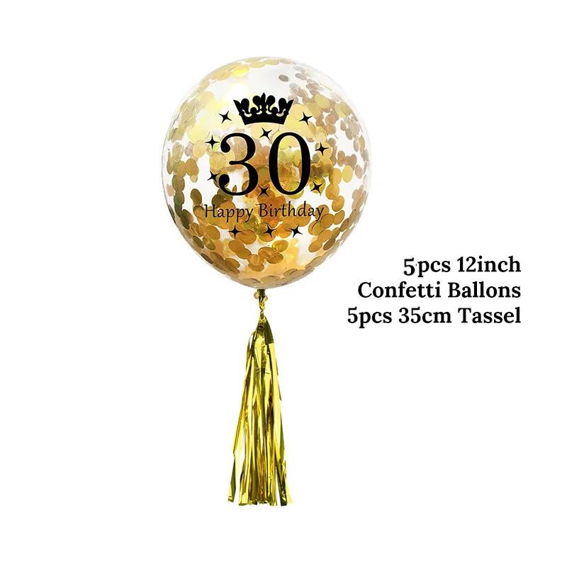 10pcs tassel balloon День рождения украшения для взрослых 5 шт. 30/40/50th с днем рождения конфетти воздушные шары из розового золота Ленточки принадлежности для юбилейной вечеринки - Цвет: 10pcs tassel balloon