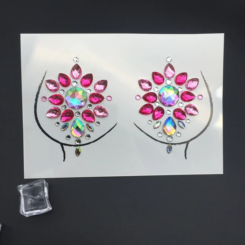 Прозрачный Pulaqi Кристалл грудь лицо 3D наклейки Bling DIY вечерние самоклеящиеся стразы для глаз грудь ювелирные аксессуары художественные наклейки F - Цвет: Прозрачный