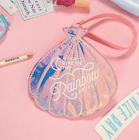 pink Блестки в форме ракушки Женская багажная бирка для чемодана Id Адрес Этикетка держатель тегов аксессуары для путешествий Обложка для автобусной карты для девочек - Цвет: pink