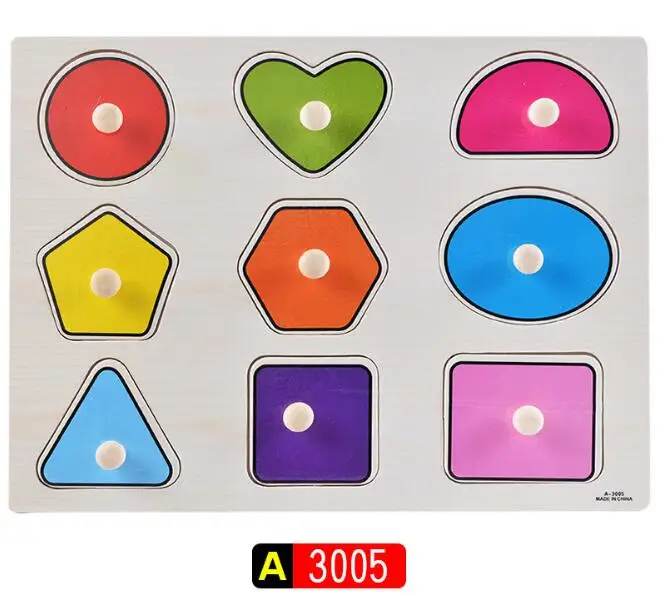A3005 Детские деревянные игрушки-головоломки с ручками Tangram Jigsaw Board Мультяшные игрушки для детей Монтессори Обучающие деревянные игрушки lphabet Toys - Цвет: A3005