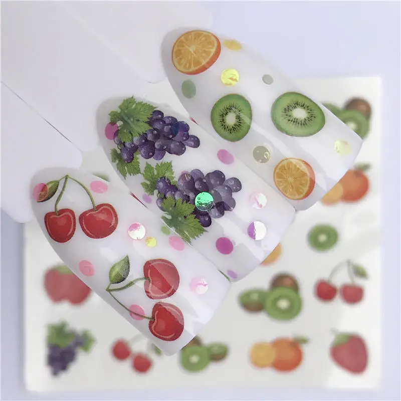 

1 PC Fruit Nail Art Watermark Tattoo Tips Summer Style Nail Art Water Transfer Sticker DIY Beauty Nail Tools