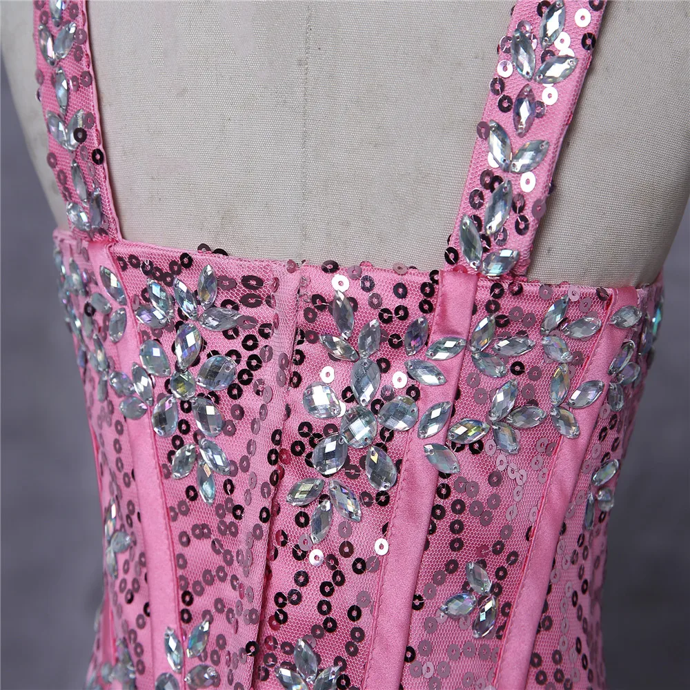 

Pink Girls Pageant Dresses Ball Gown Spaghetti Straps Organza Sequins Beaded Flower Girl Dresses First Communion Dresses