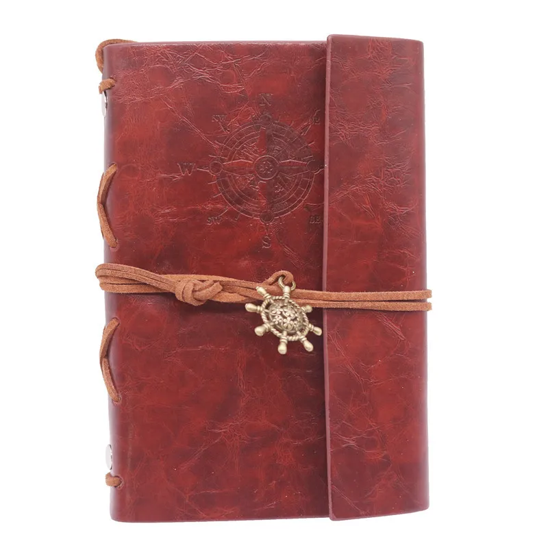 Red brown 1 pcs Блокнот на спирали, дневник, блокнот, винтажные Пираты; якоря из искусственной кожи, записная книжка, сменная канцелярия, подарок, журнал путешественника - Цвет: Red brown 1 pcs