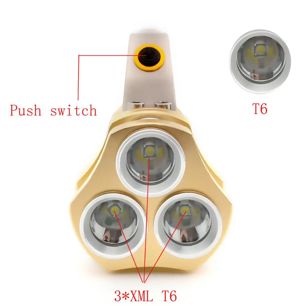 Мощный 10000lm 3 * XML T6 светодио дный 18650 фонарик факел лампы 5 Режим Rechargerable