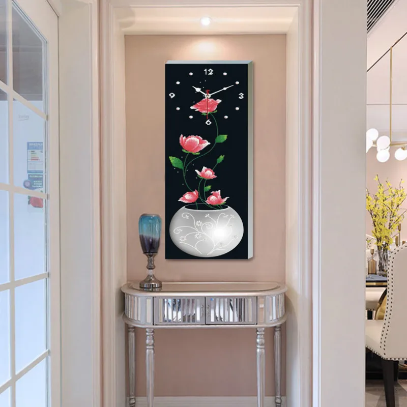 Diy 5d Sale Diamond Embroidery Mosaic Special Shaped Wall Clock Flower Vase Painting Cross Stitch 3d Deco | Дом и сад