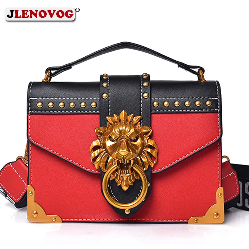 Женская сумочка и кошелек с застежкой в виде головы льва женская модная красная