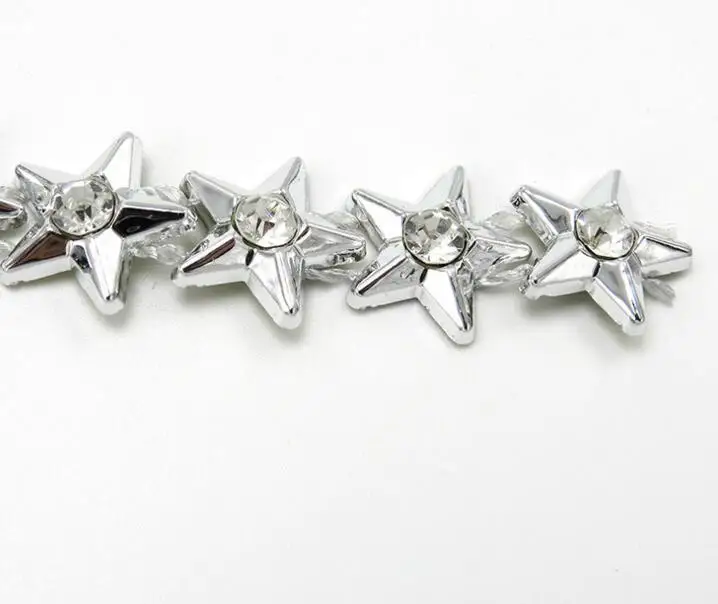 20 ярдов пятиконечные Звездные бусины Стразы с УФ покрытием цепочка отделка для