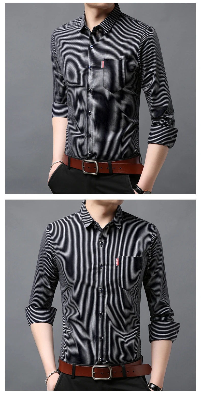 Fashion Brand Designer Shirt Men Striped Top Grade Slim Fit Streetwear Long Sleeve Workout Japanese Casual Men Clothes