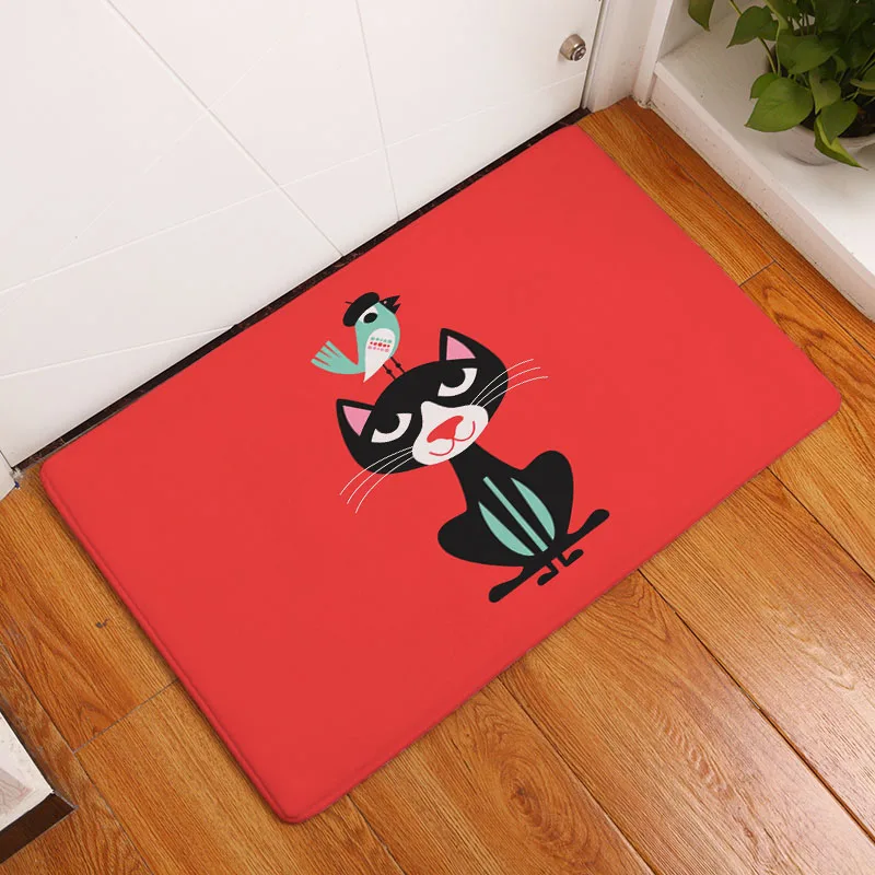 Monily Противоскользящий водонепроницаемый напольный коврик милый мультяшный Кот