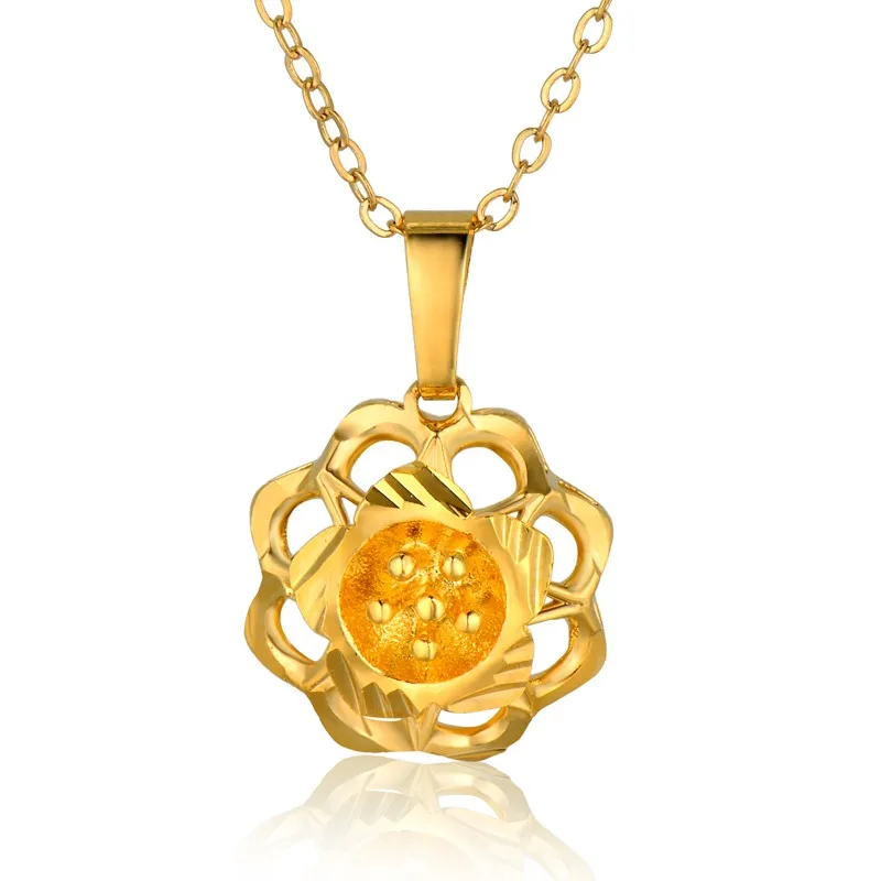 

Flower Pendant Necklace Gold Color Chain Choker Bib Necklaces Charms For Women Jewelry