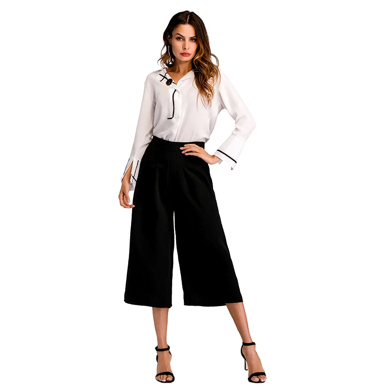 

YYFS Fashion V neck Women Blouse Shirts Ruffle Long Sleeve Chiffon White Black Women Office Blouses Ladies Casual Tops Female