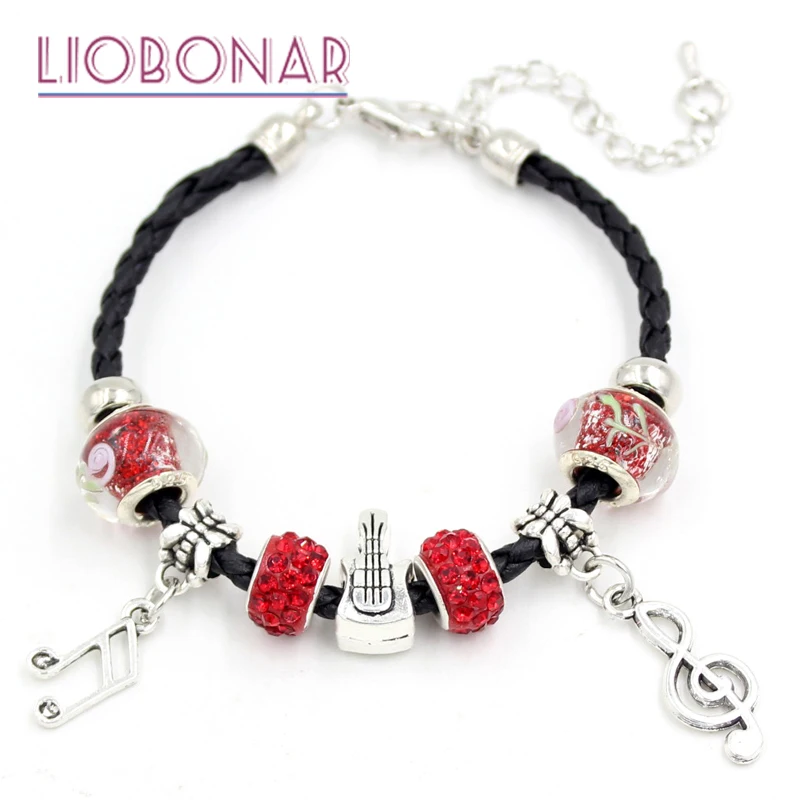 10 шт. новый кожаный браслет красные искусственные бусины женский ювелирные